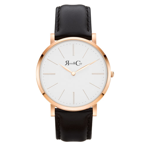 Pinnacle Ultra Slim 40mm Rose Gold | Black Leather Watch