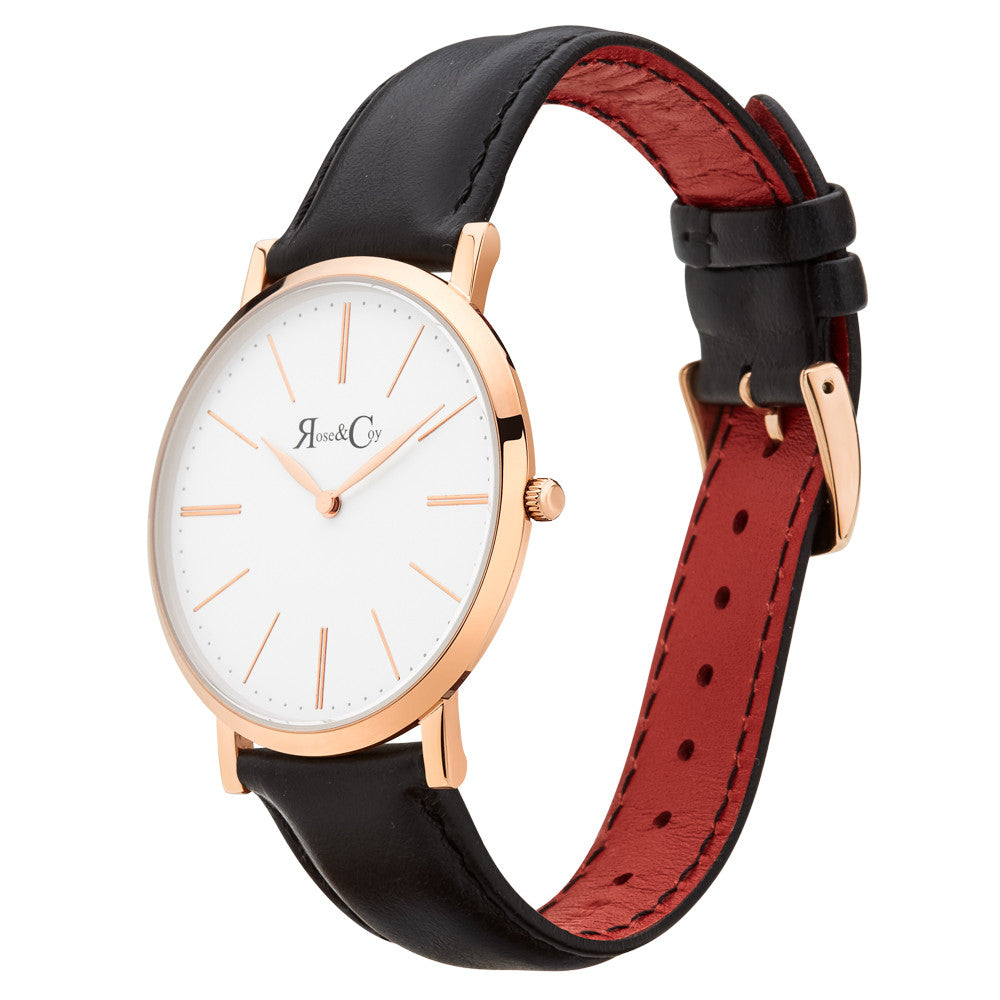 Pinnacle Ultra Slim 40mm Rose Gold | Black Leather Watch