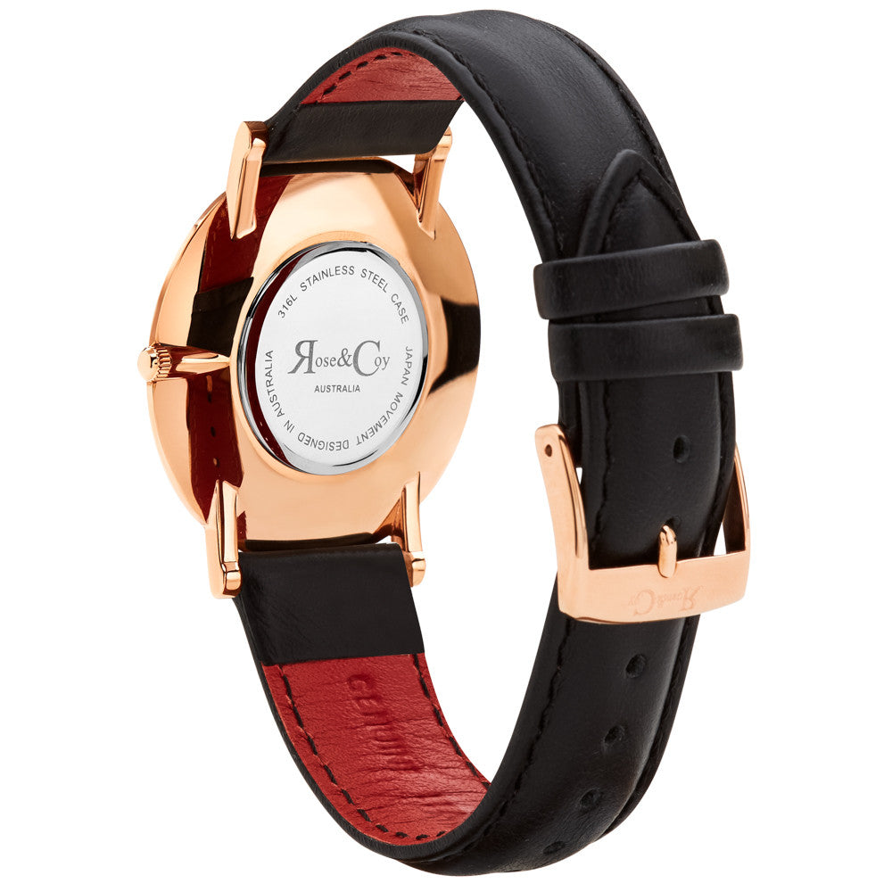 Pinnacle Ultra Slim 40mm Rose Gold | Black Leather Watch