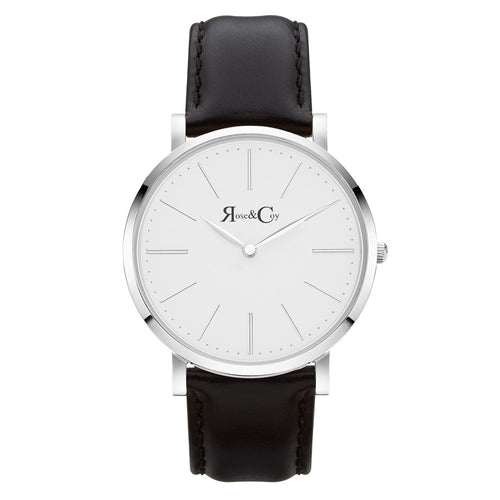 Pinnacle Ultra Slim 40mm Silver | Black Leather Watch