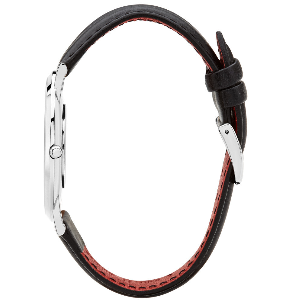 Pinnacle Ultra Slim 40mm Silver | Black Leather Watch
