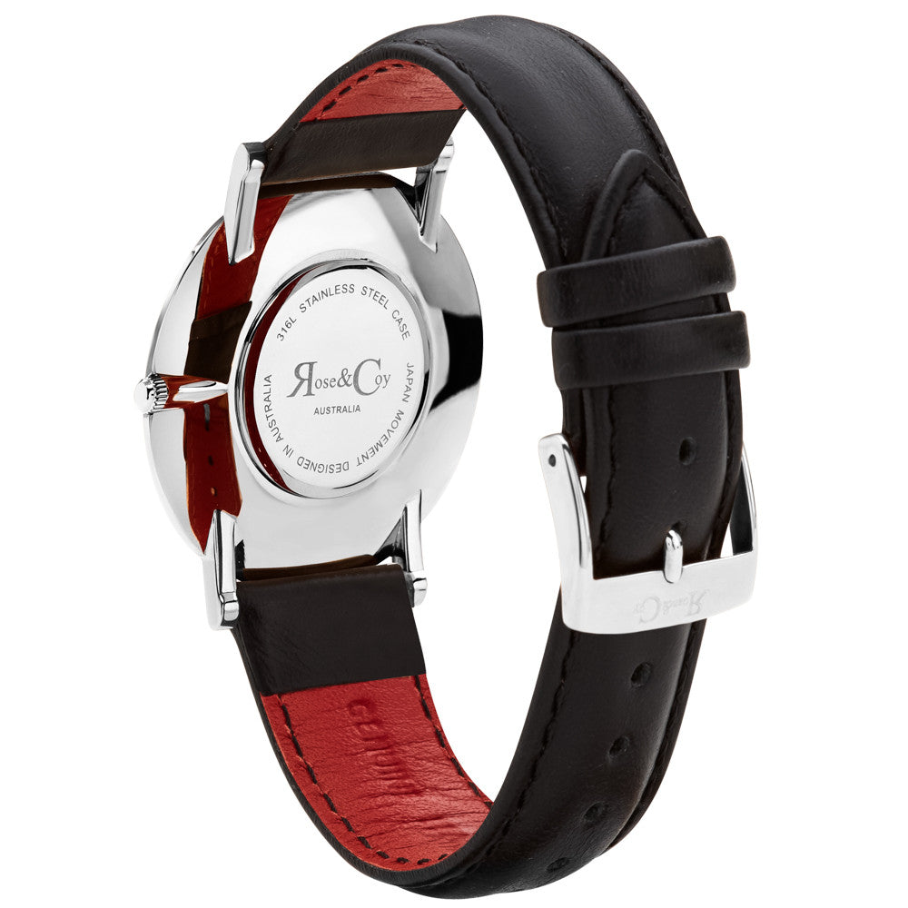 Pinnacle Ultra Slim 40mm Silver | Black Leather Watch