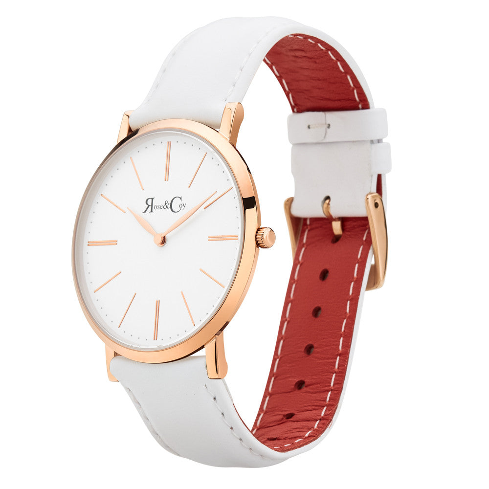 Pinnacle Ultra Slim 40mm Rose Gold | White Leather Watch