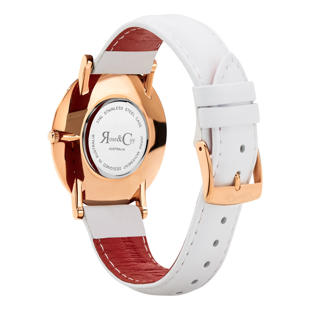 Pinnacle Ultra Slim 40mm Rose Gold | White Leather Watch