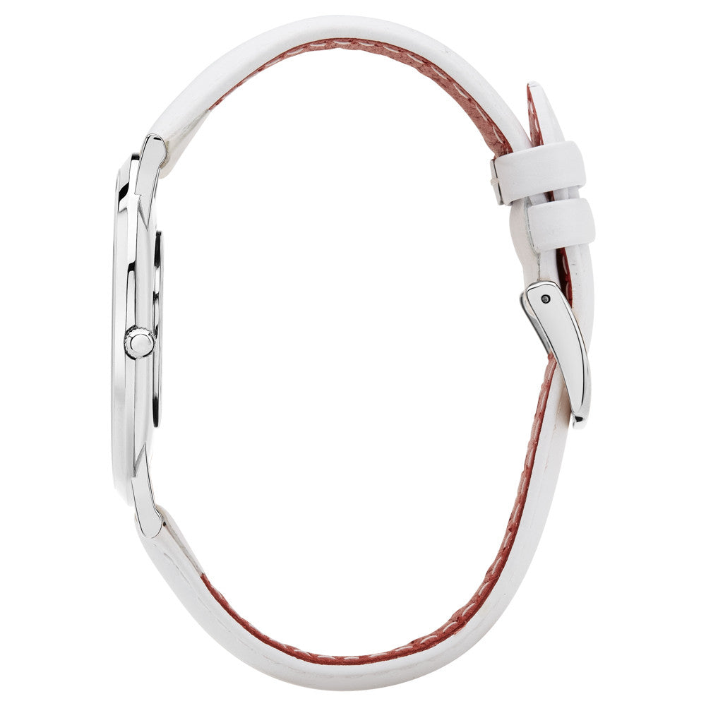 Pinnacle Ultra Slim 40mm Silver | White Leather Watch