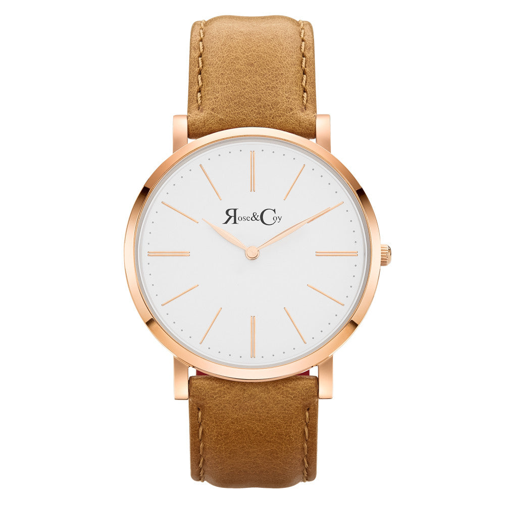 Pinnacle Ultra Slim 40mm Rose Gold | Tan Leather Watch