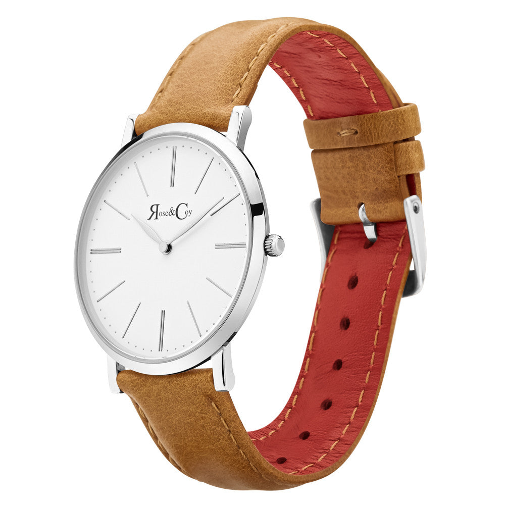 Pinnacle Ultra Slim 40mm Silver | Tan Leather Watch