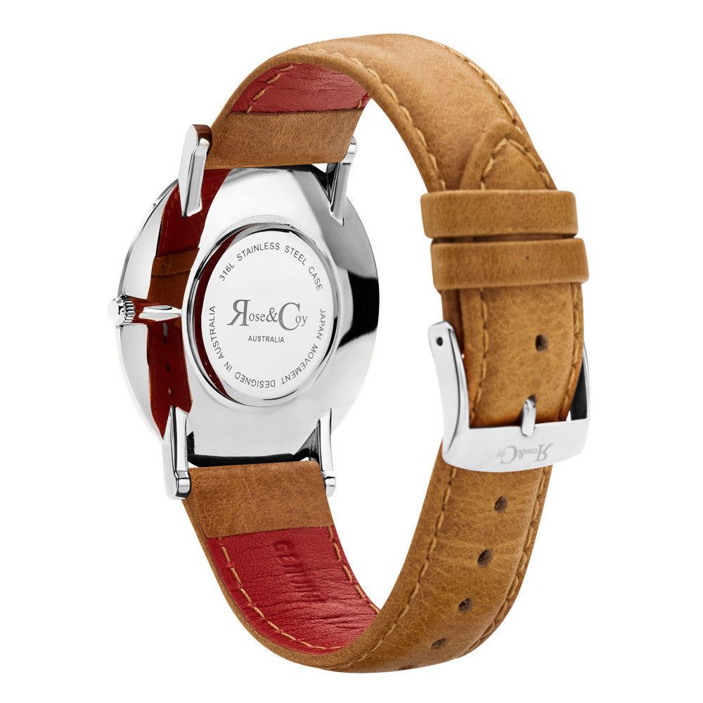 Pinnacle Ultra Slim 40mm Silver | Tan Leather Watch