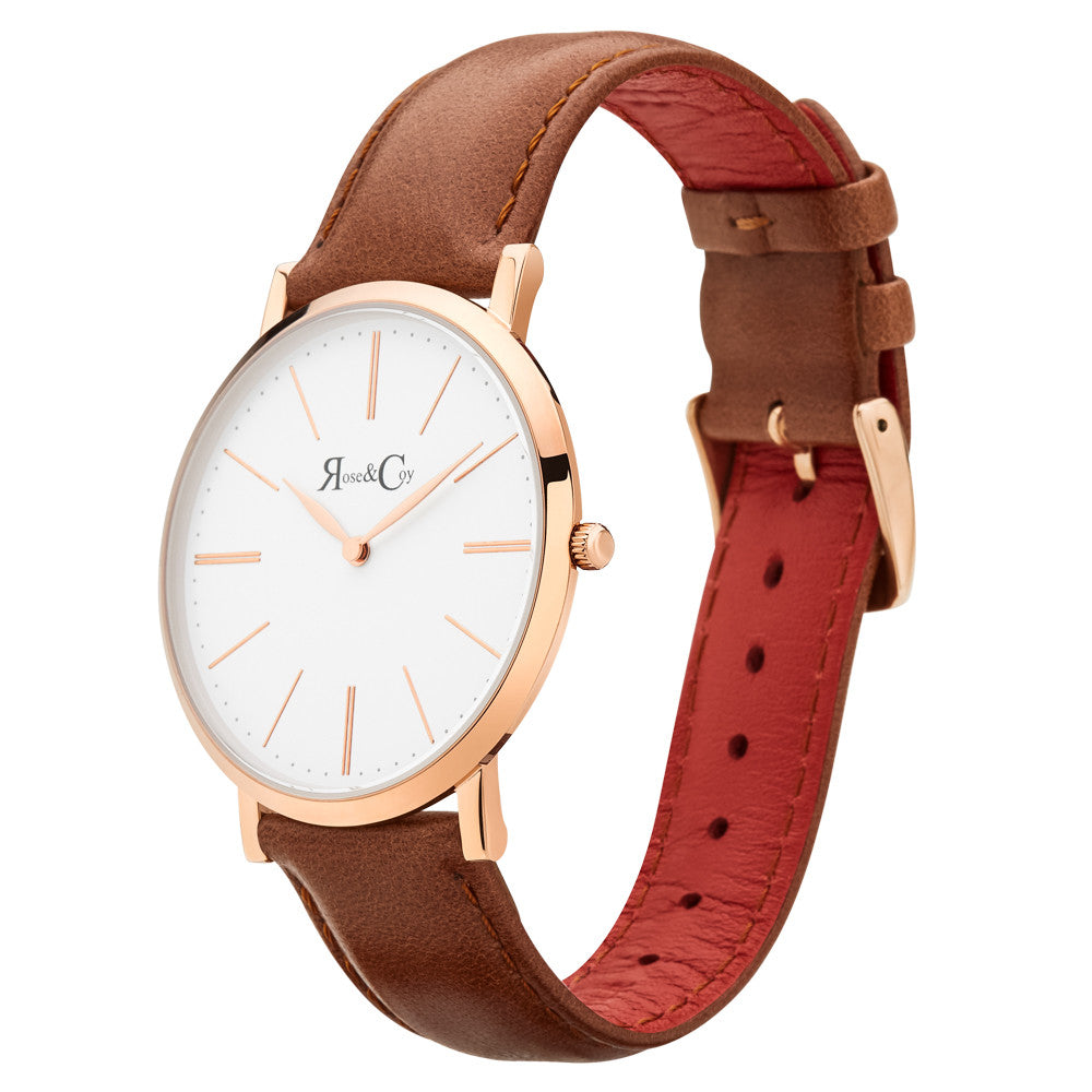 Pinnacle Ultra Slim 40mm Rose Gold | Brown Leather Watch