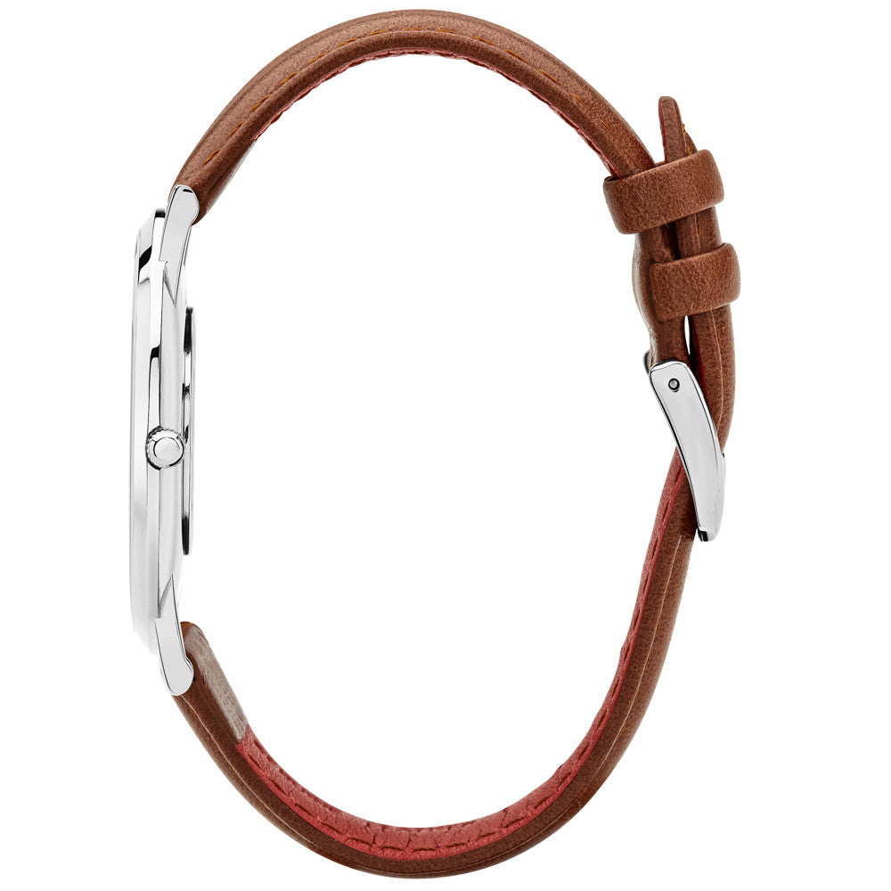 Pinnacle Ultra Slim 40mm Silver | Brown Leather Watch