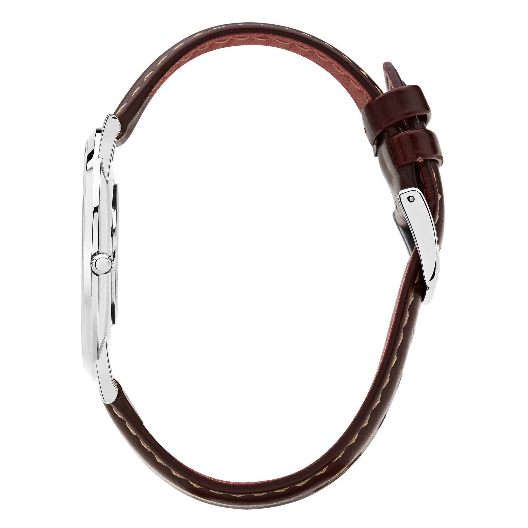 Pinnacle Ultra Slim 40mm Silver | Dark Brown Leather | Blue Sunray Dial Watch