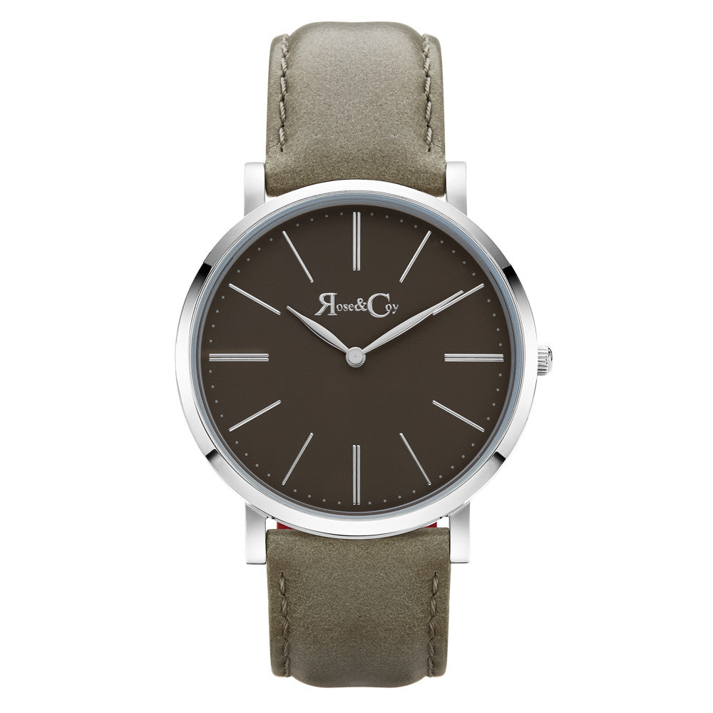 Pinnacle Ultra Slim 40mm Silver | Sage Dial | Sage Leather Strap Watch