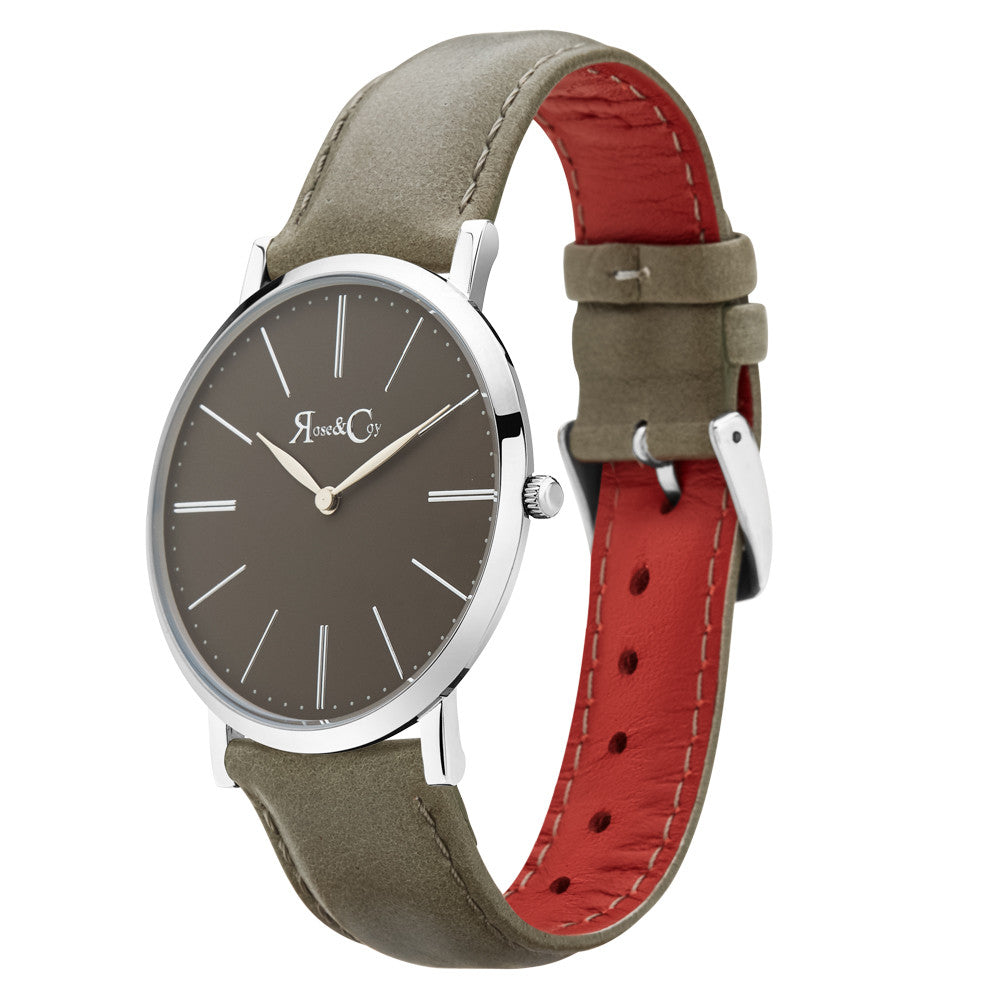 Pinnacle Ultra Slim 40mm Silver | Sage Dial | Sage Leather Strap Watch