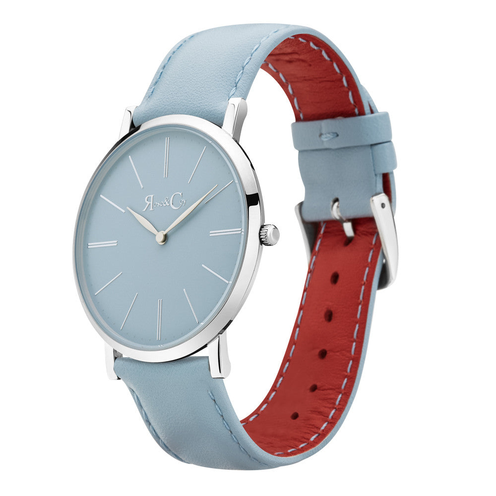 Pinnacle Ultra Slim 40mm Silver | Sky Blue Watch