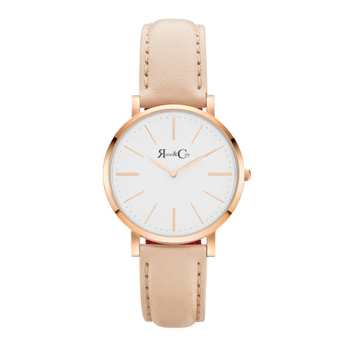 Mini Pinnacle Ultra Slim 34mm Rose Gold | Peach Leather Watch