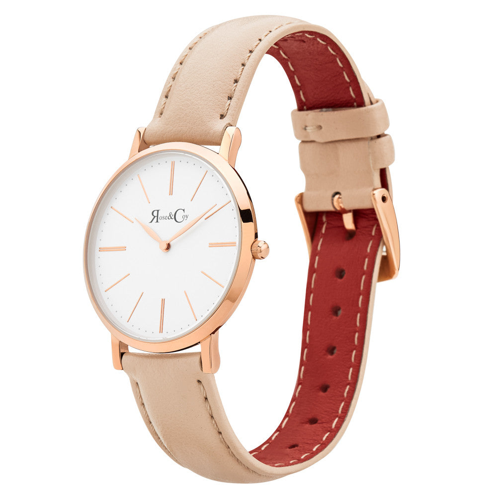 Mini Pinnacle Ultra Slim 34mm Rose Gold | Peach Leather Watch