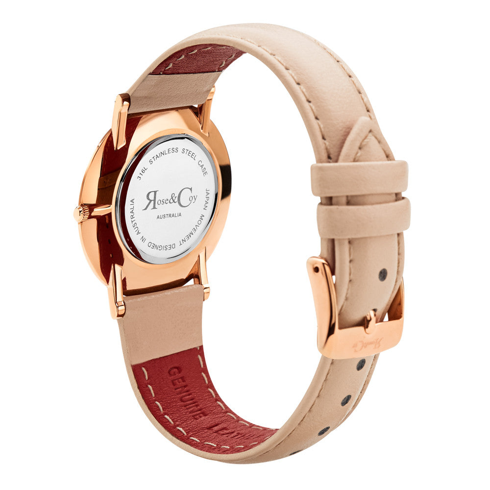Mini Pinnacle Ultra Slim 34mm Rose Gold | Peach Leather Watch