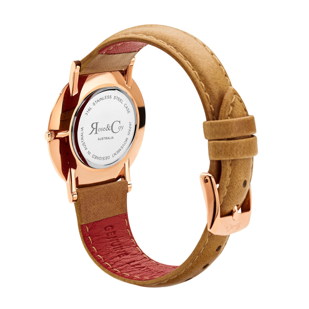 Mini Pinnacle Ultra Slim 34mm Rose Gold | Tan Leather Watch