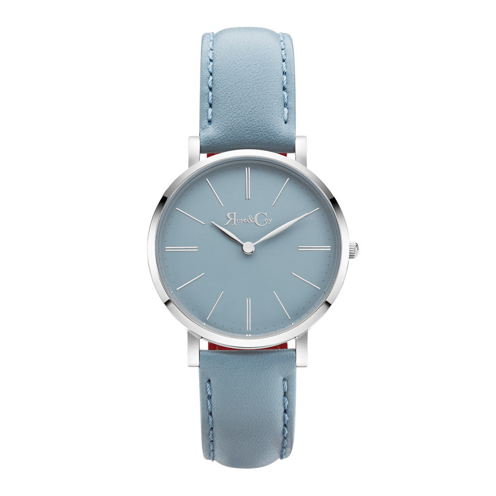 Mini Pinnacle Ultra Slim 34mm Silver | Sky Blue Watch