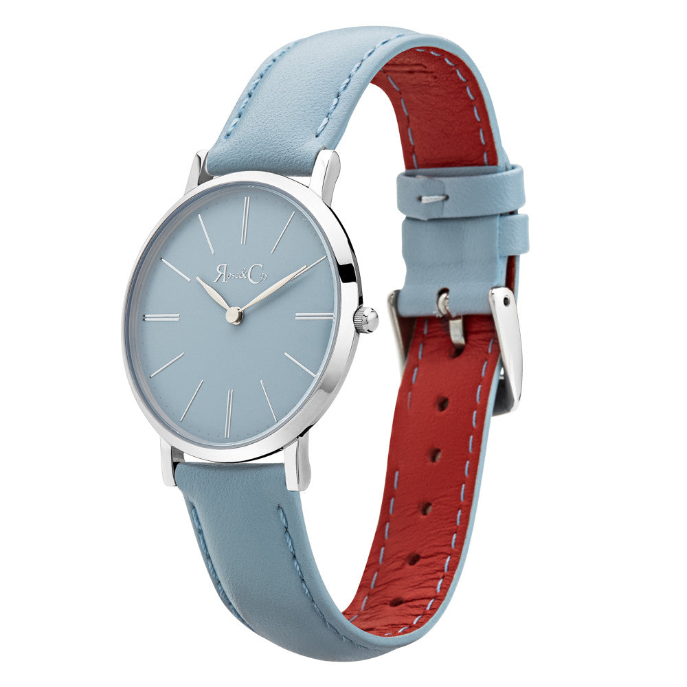 Mini Pinnacle Ultra Slim 34mm Silver | Sky Blue Watch