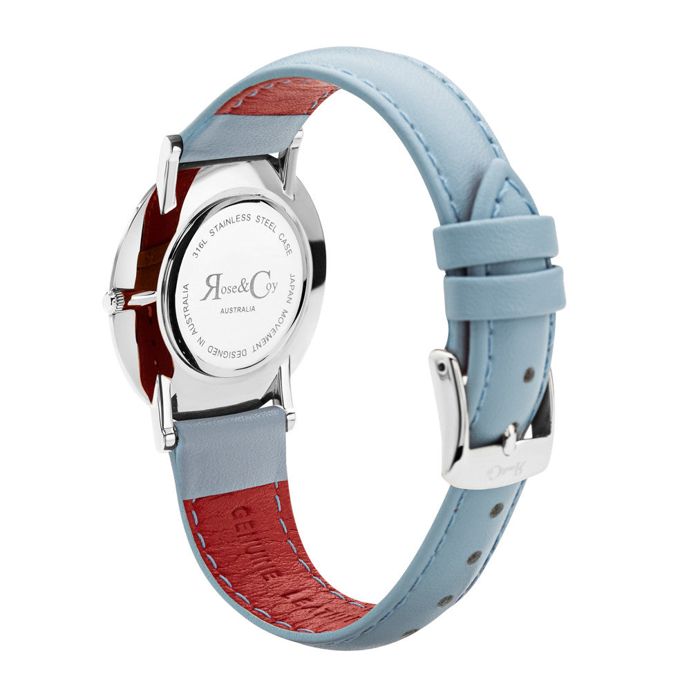 Mini Pinnacle Ultra Slim 34mm Silver | Sky Blue Watch