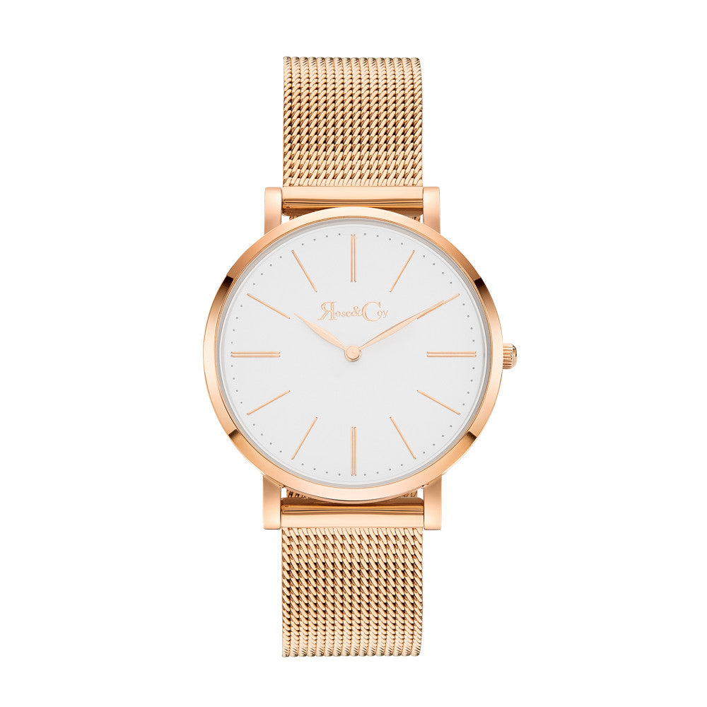 Mini Pinnacle Ultra Slim 34mm Rose Gold | Mesh Strap Watch