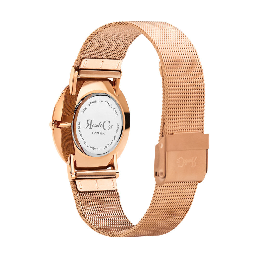 Mini Pinnacle Ultra Slim 34mm Rose Gold | Mesh Strap Watch