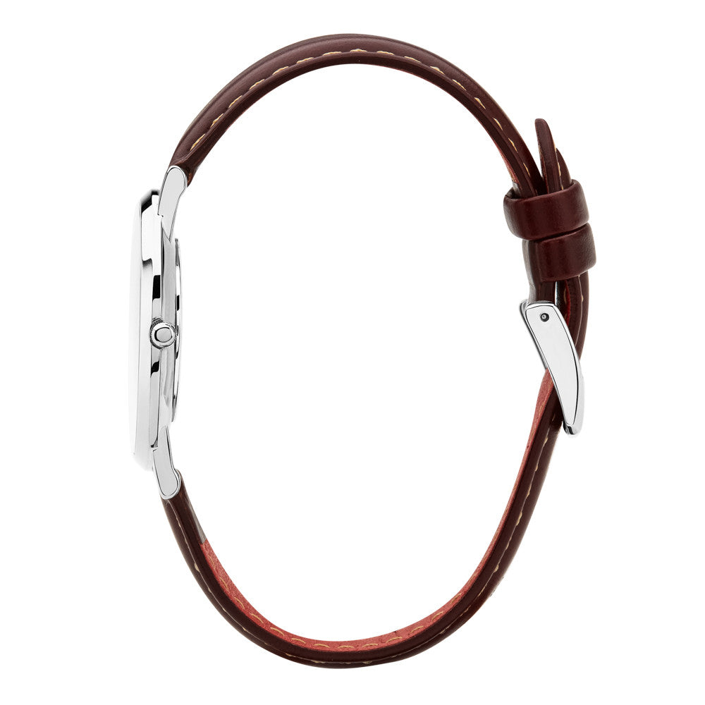 Mini Pinnacle Ultra Slim 34m Silver | Dark Brown Watch
