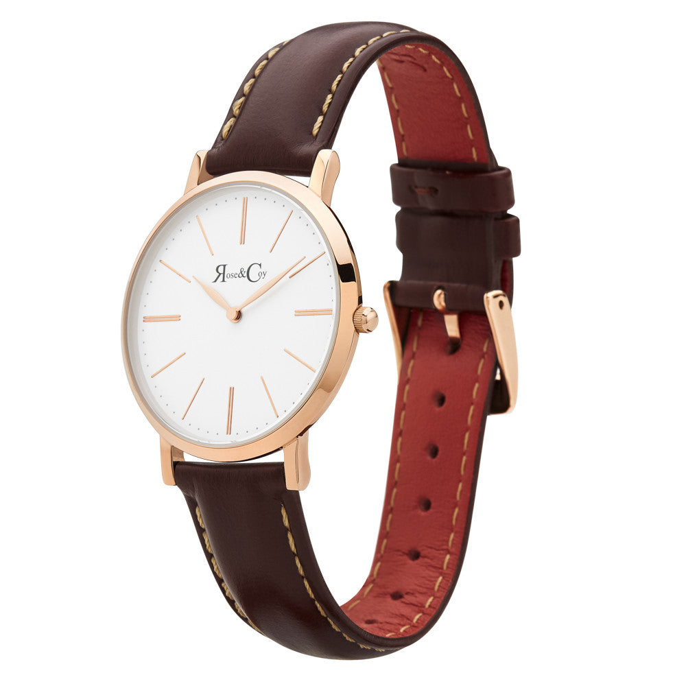 Mini Pinnacle Ultra Slim 34mm Rose Gold | Dark Brown Watch