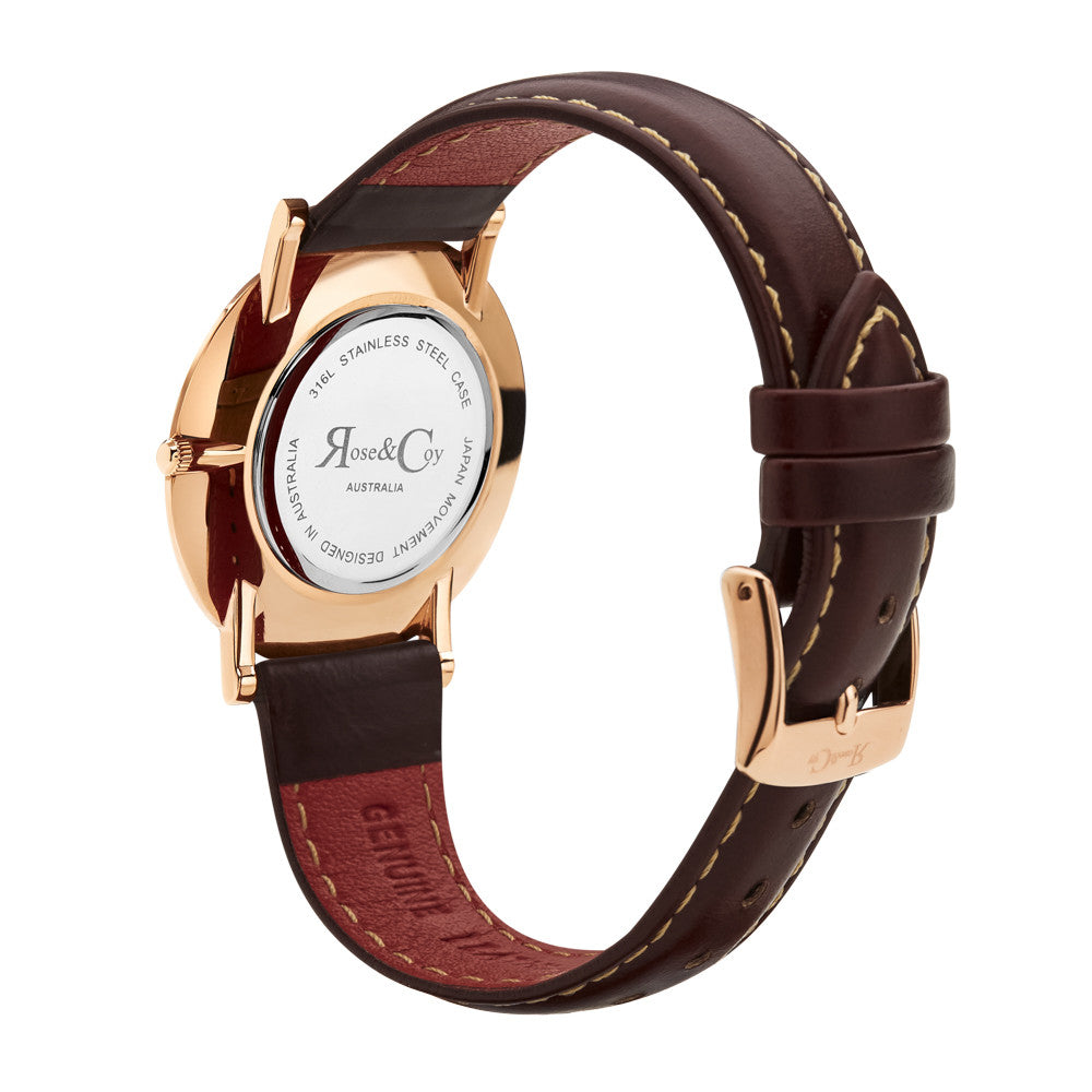 Mini Pinnacle Ultra Slim 34mm Rose Gold | Dark Brown Watch