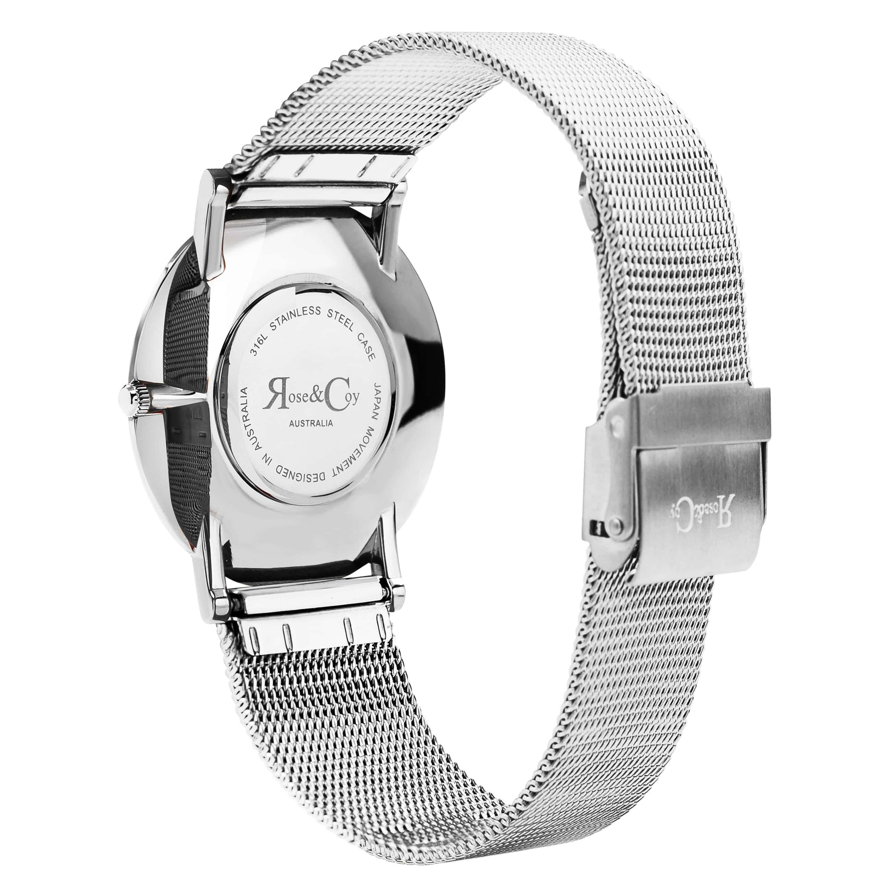 Art Series Pink Rose Ultra Slim 40mm Silver Mesh Watch