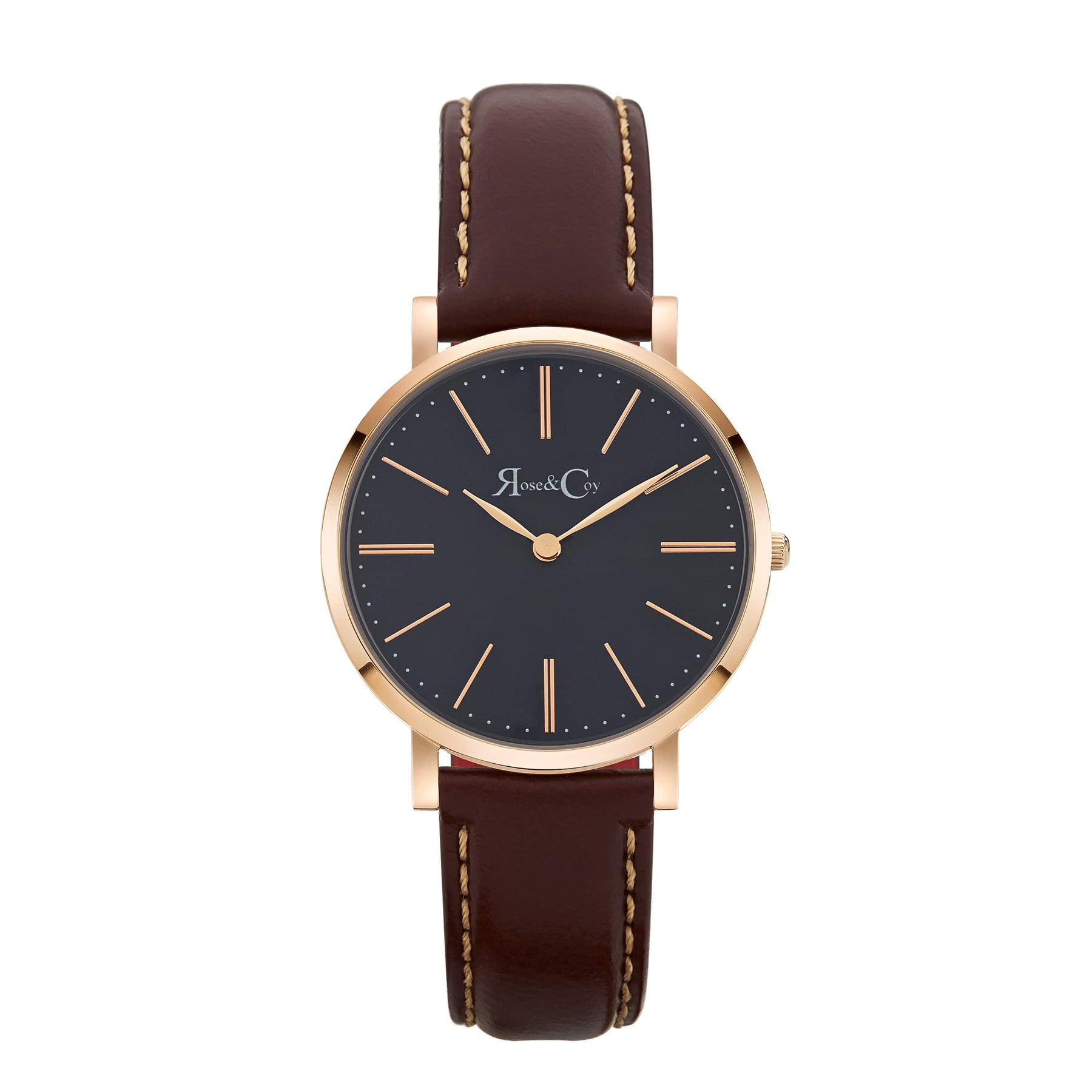 Mini Pinnacle Ultra Slim 34mm Rose Gold | Dark Brown | Blue Sunray Dial Watch