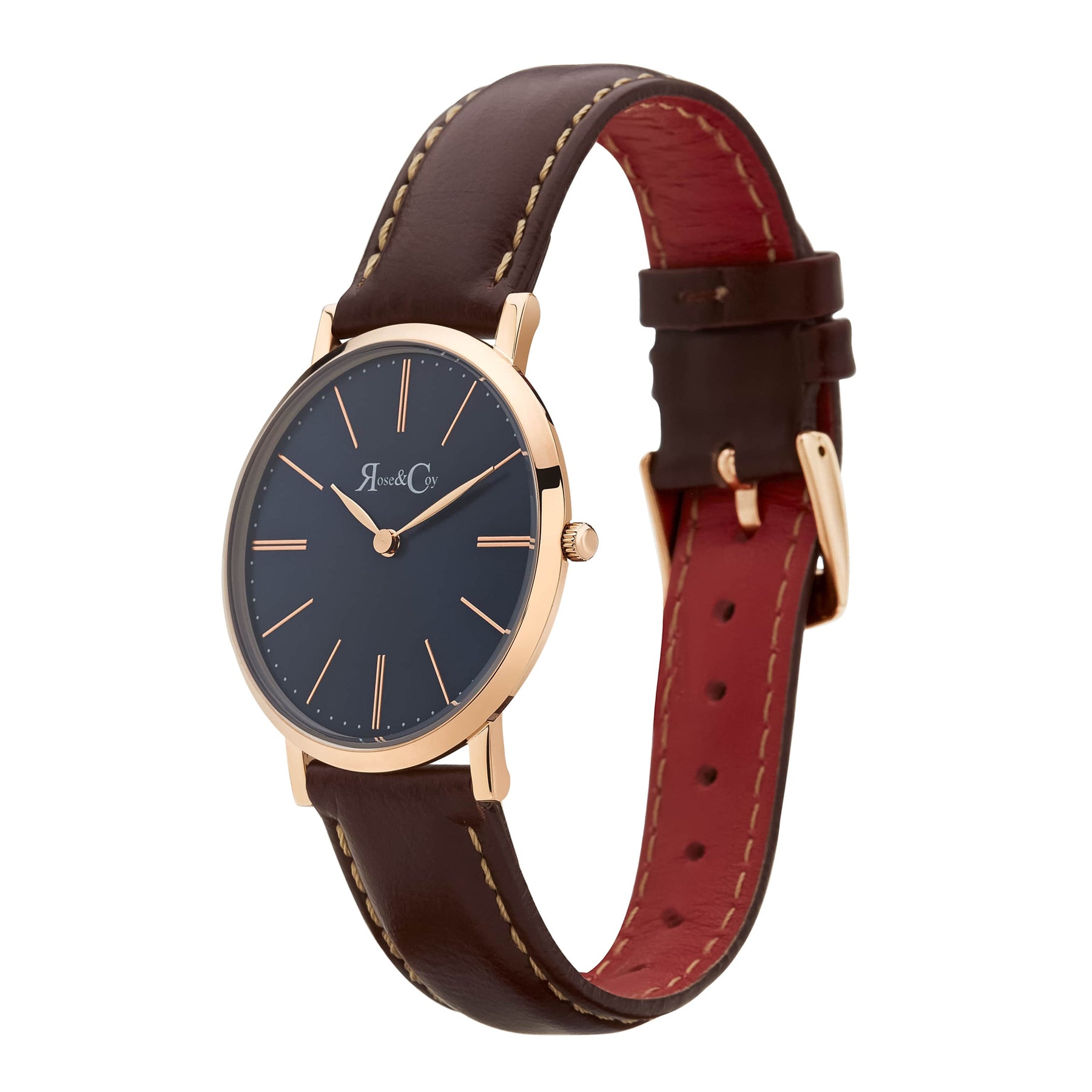 Mini Pinnacle Ultra Slim 34mm Rose Gold | Dark Brown | Blue Sunray Dial Watch