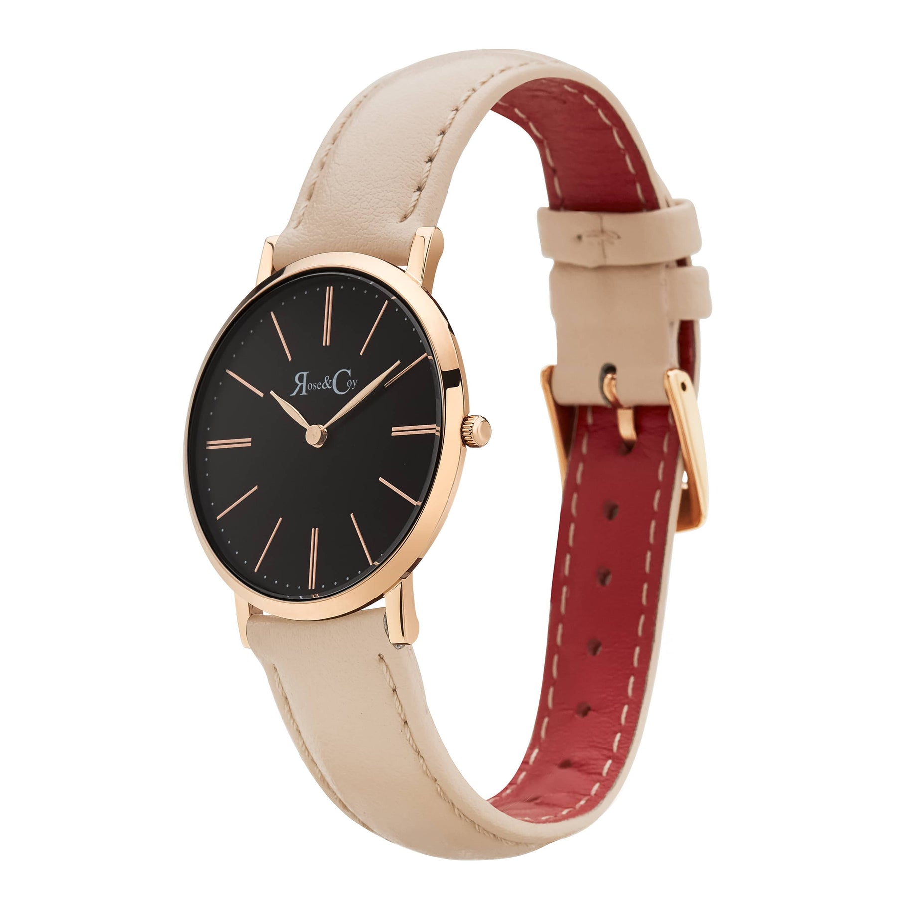Mini Pinnacle Ultra Slim 34mm Black Dial | Peach Leather Watch