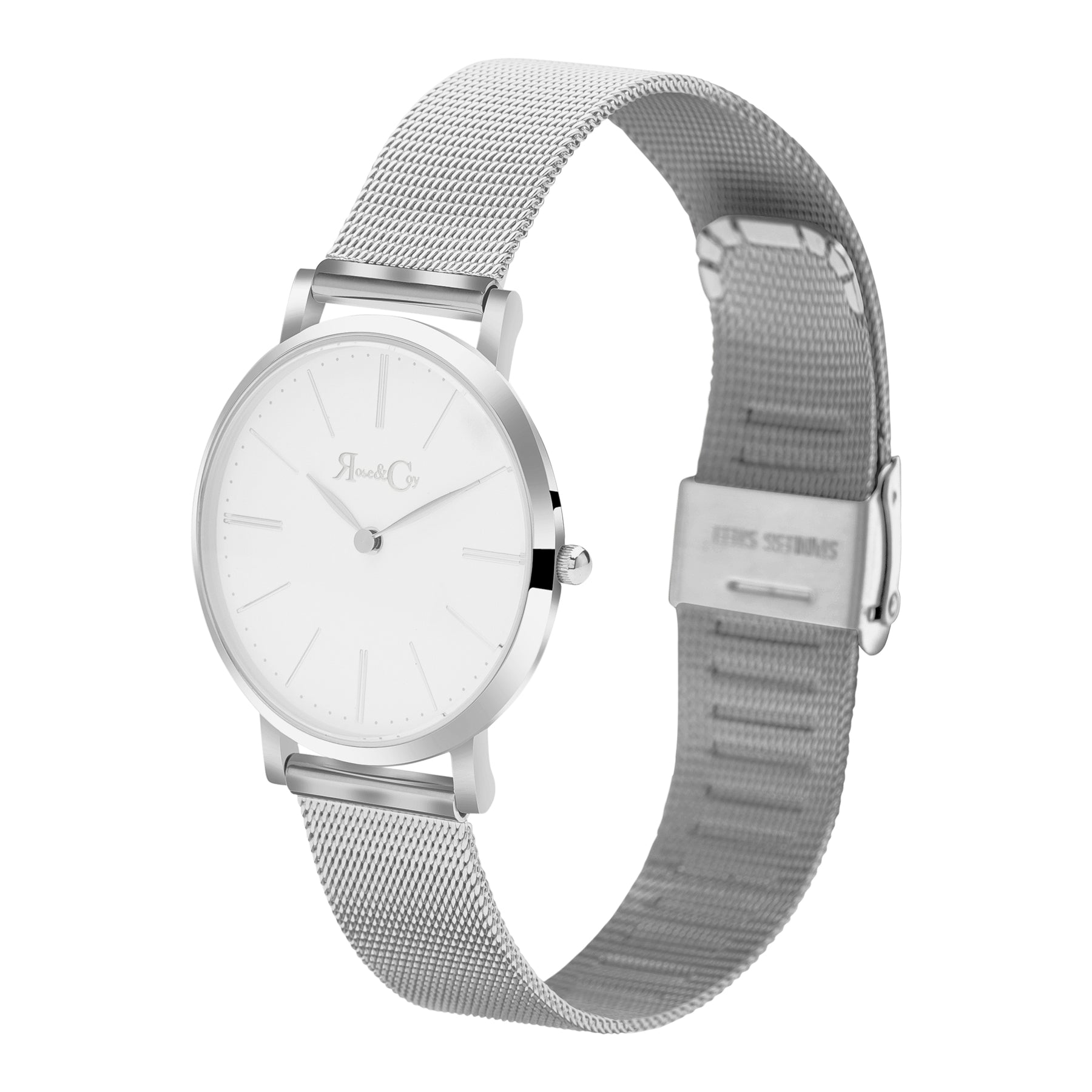 Mini Pinnacle Ultra Slim 34mm Silver | Mesh Strap Watch