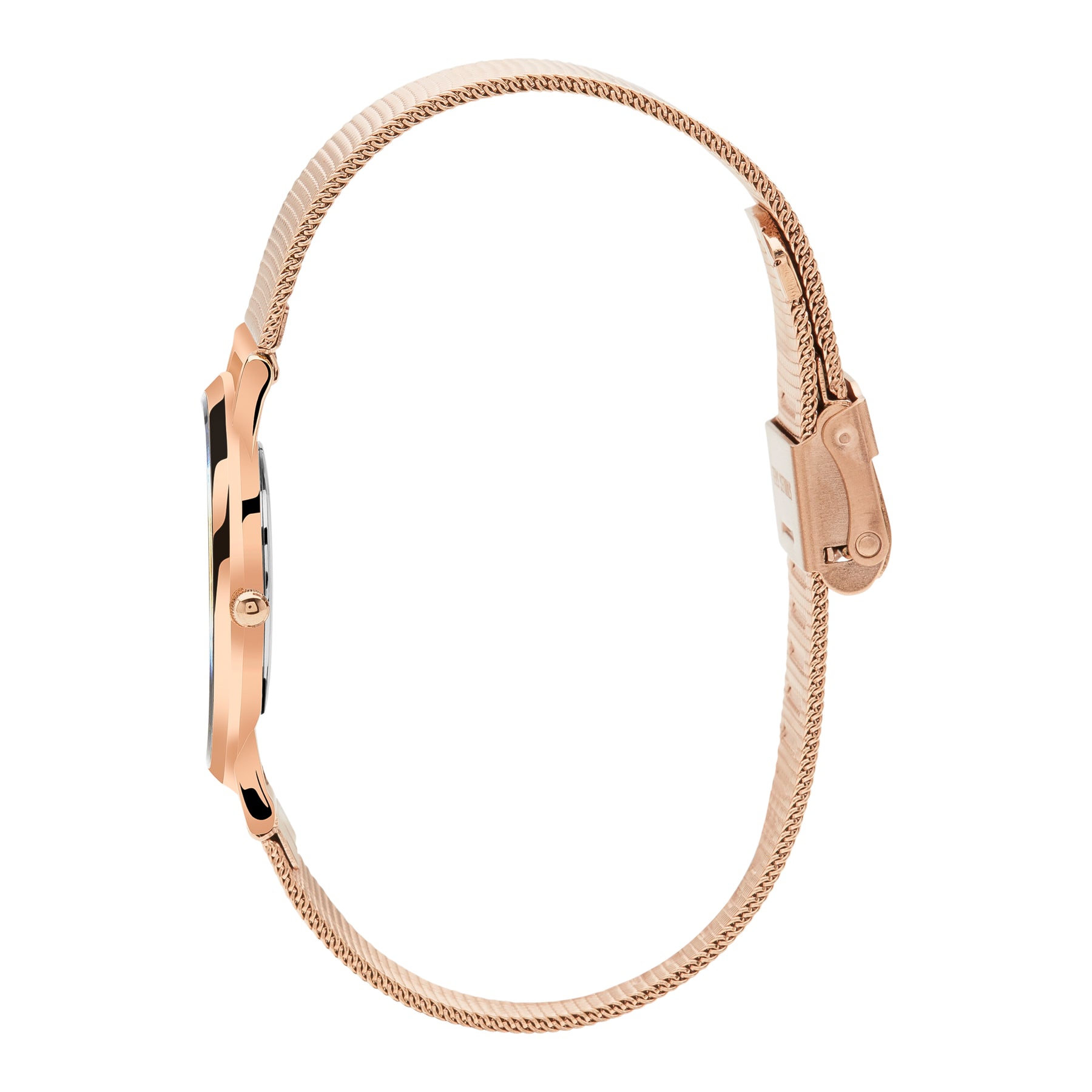 Mini Pinnacle Ultra Slim 34mm Rose Gold Black Dial | Mesh Strap Watch