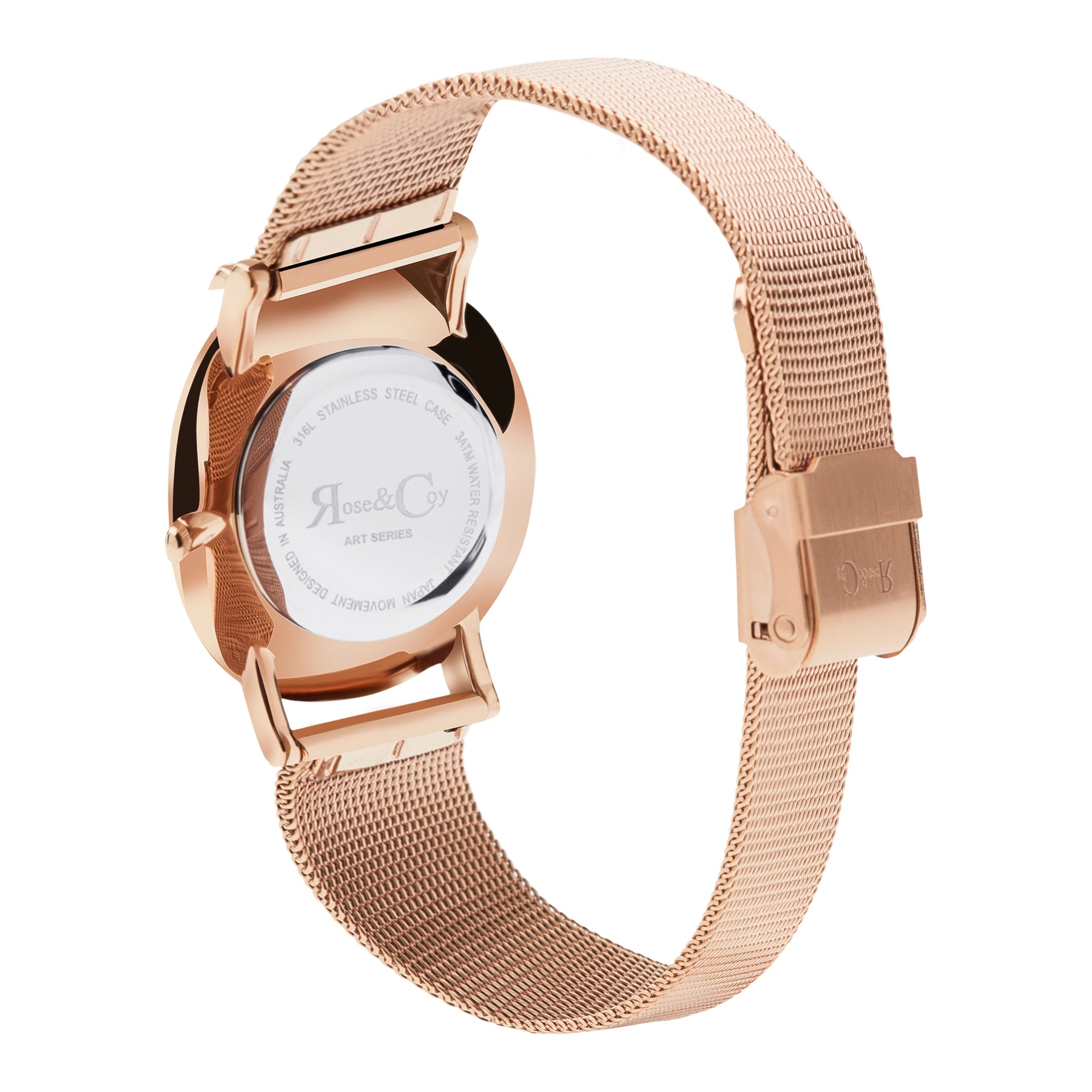Mini Pinnacle Ultra Slim 34mm Rose Gold Black Dial | Mesh Strap Watch