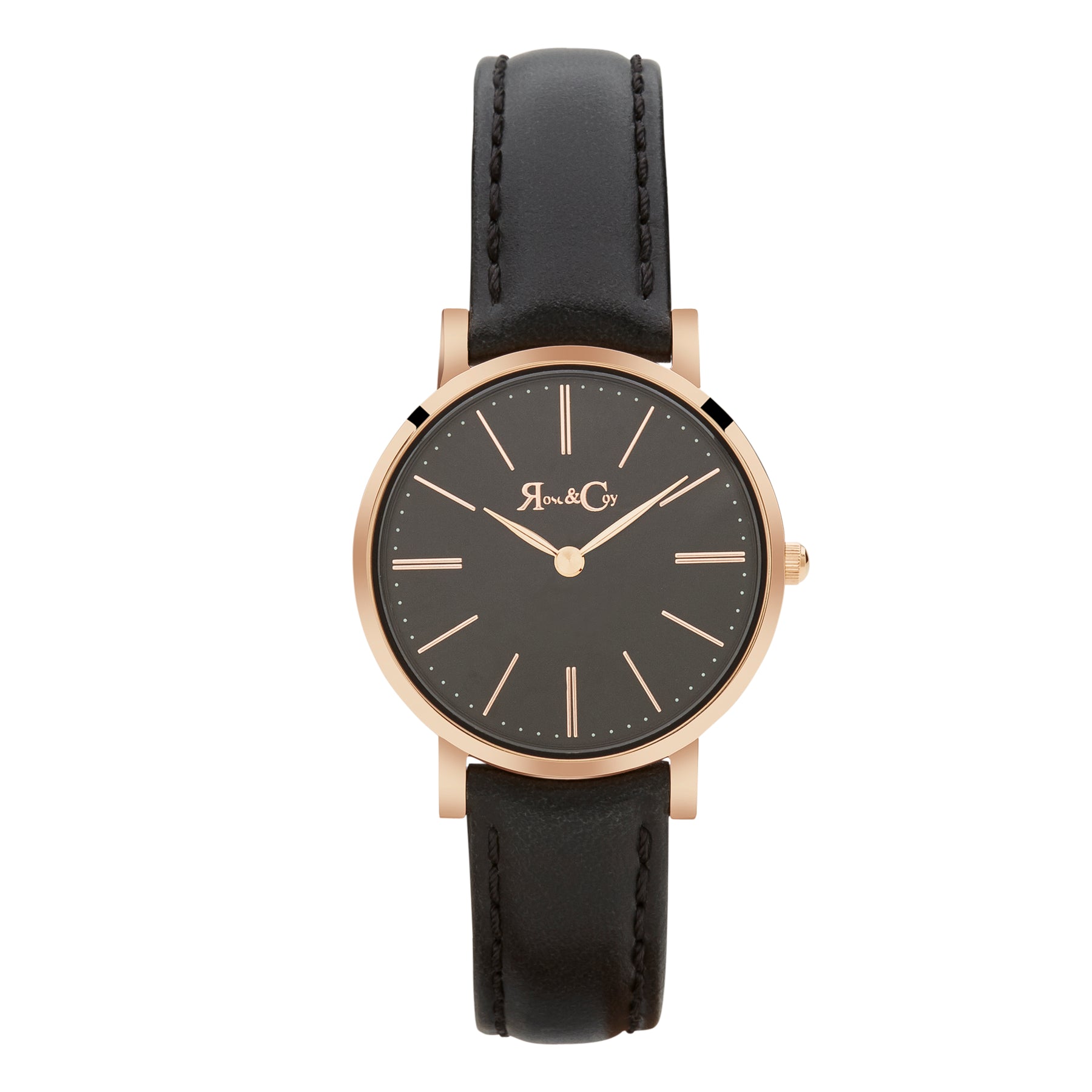 Petite Pinnacle Ultra Slim 30mm Rose Gold | Black Leather | Black Dial Watch