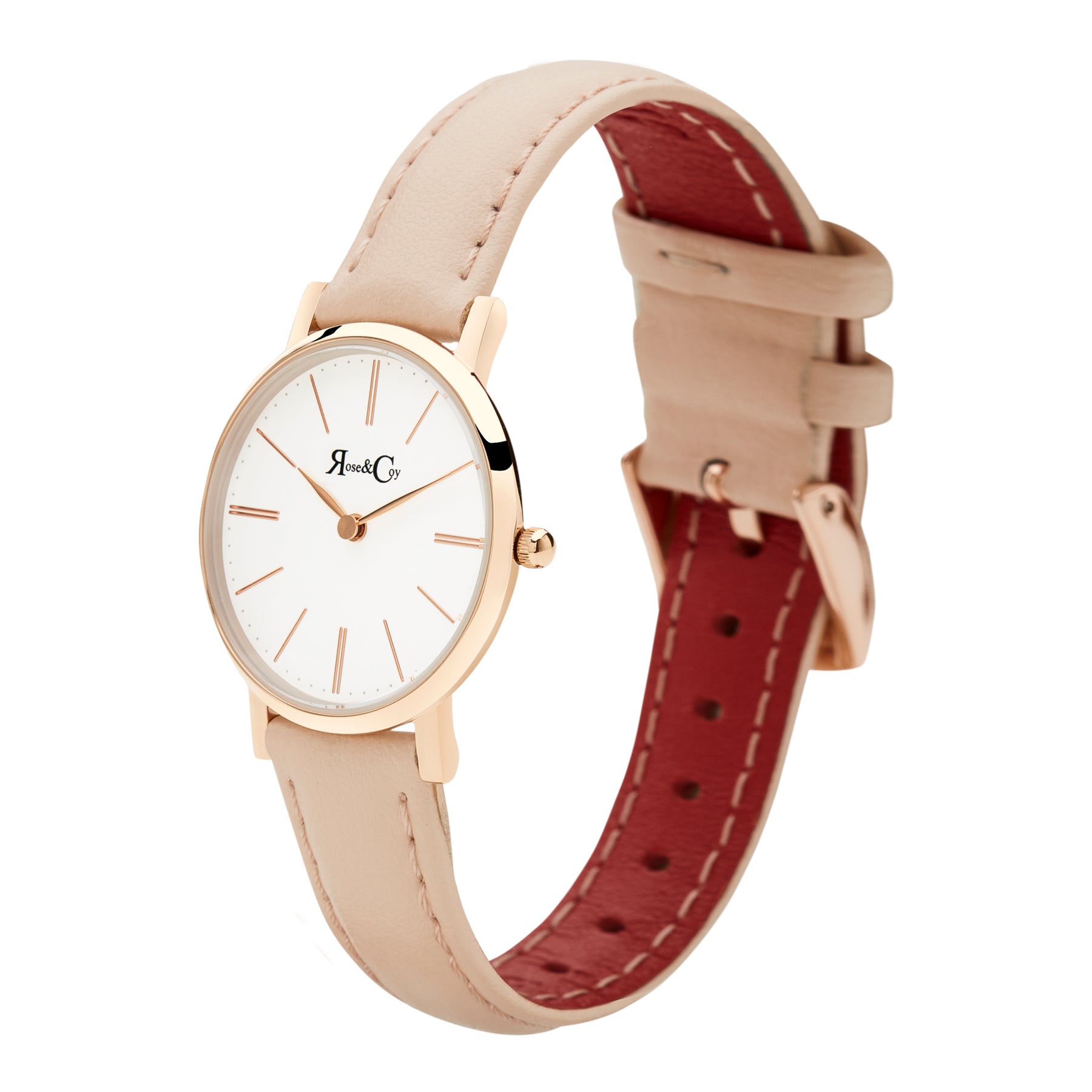 Petite Pinnacle Ultra Slim 30mm Rose Gold | Peach Leather Watch