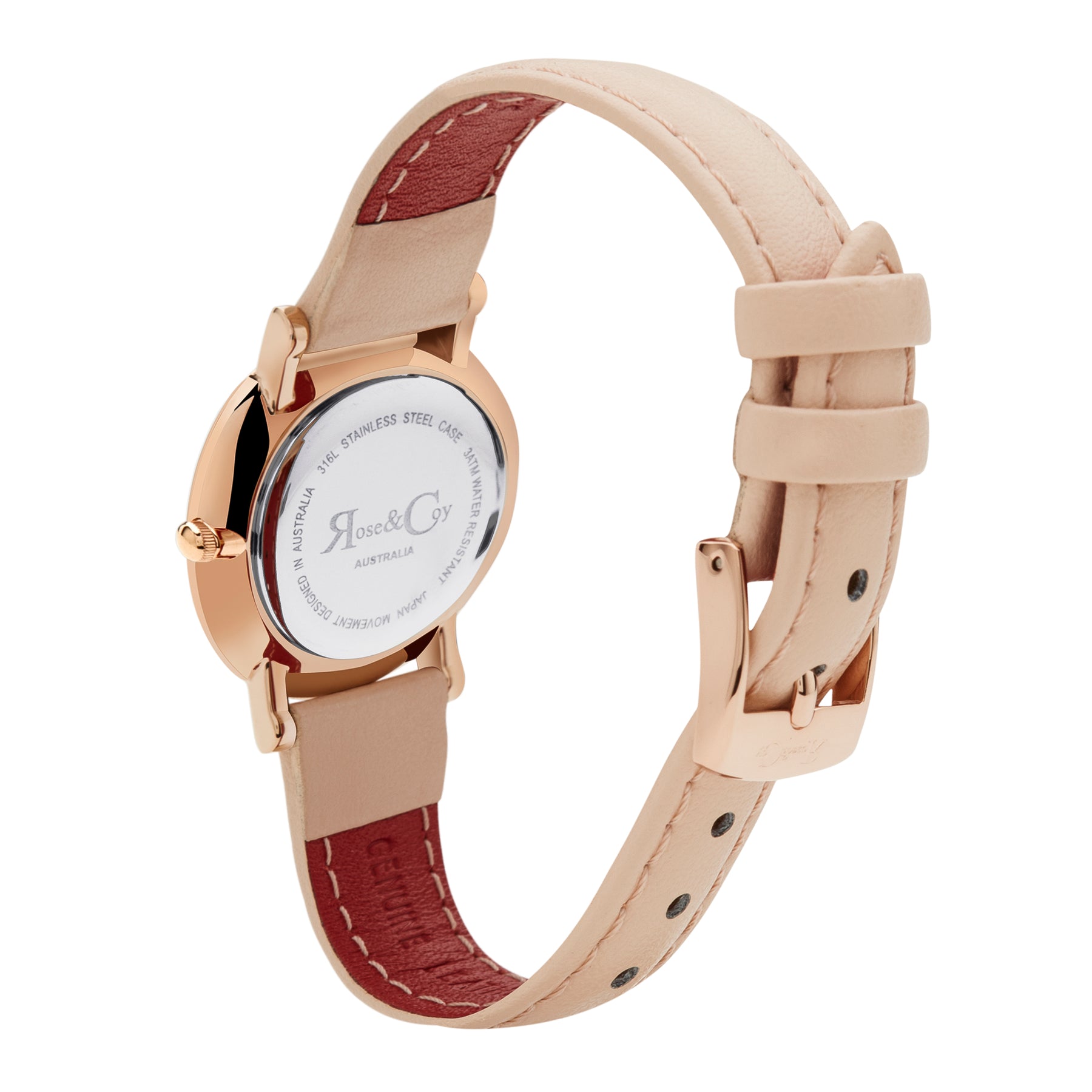 Petite Pinnacle Ultra Slim 30mm Rose Gold | Peach Leather Watch