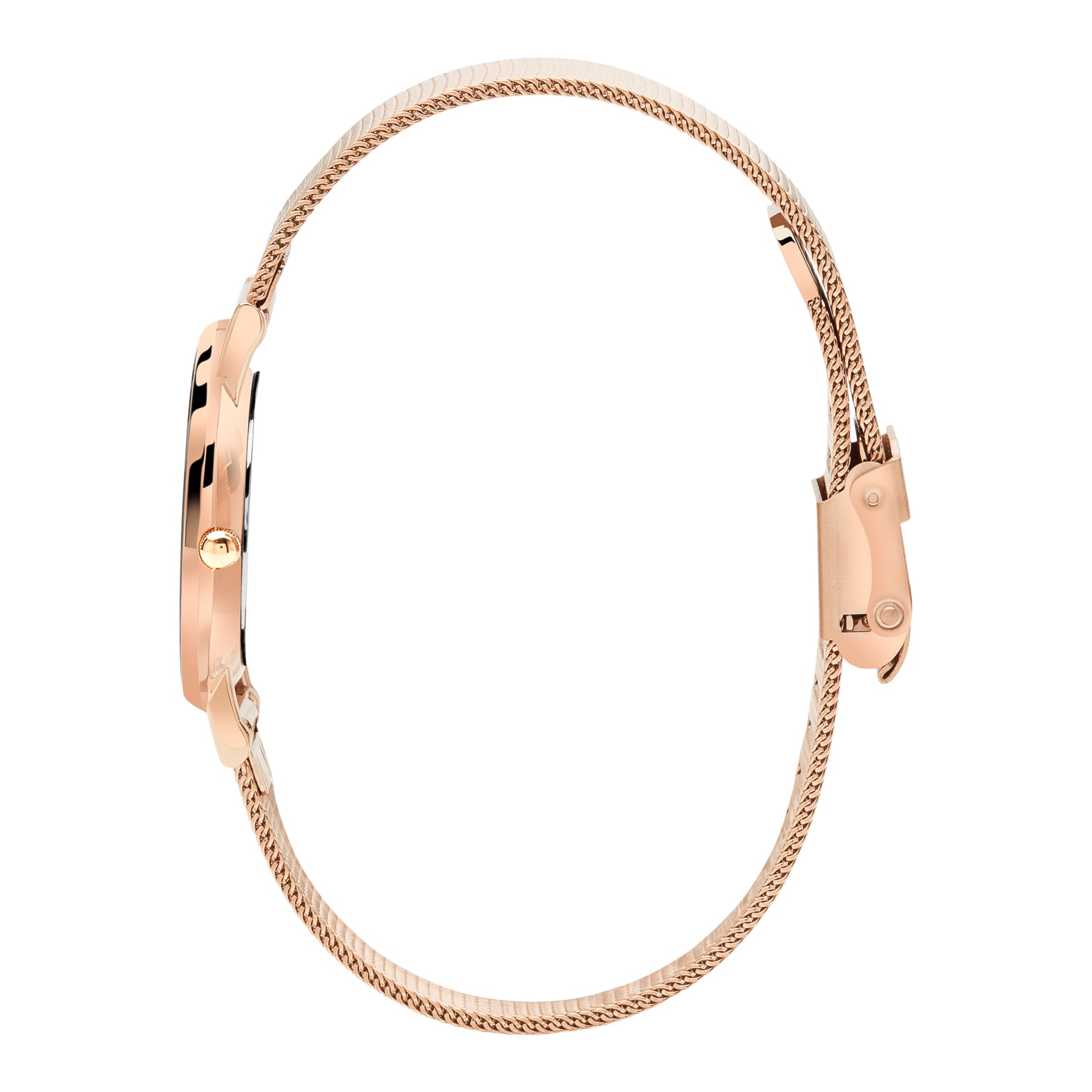 Petite Pinnacle Ultra Slim 30mm Rose Gold Black Dial | Mesh Strap Watch