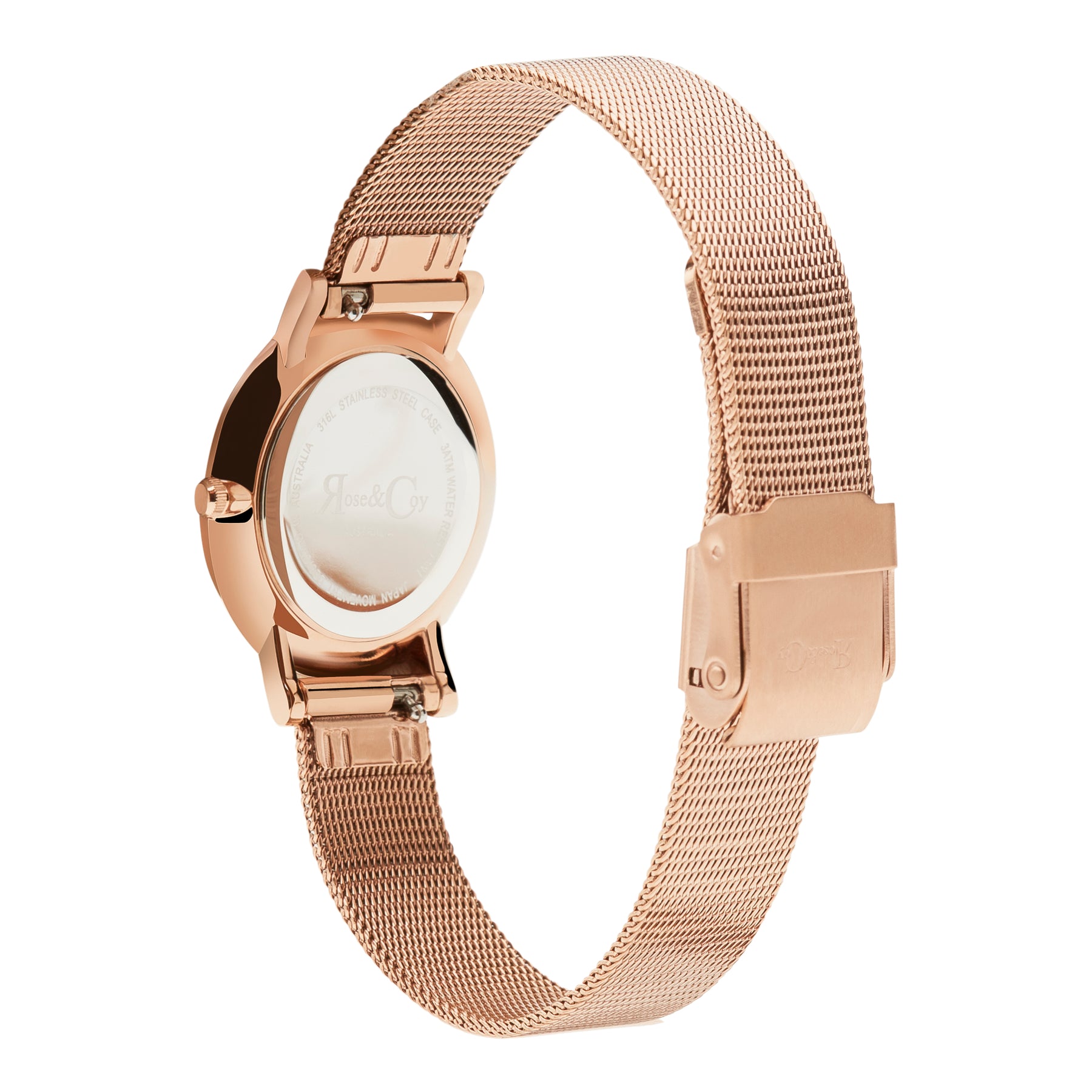 Petite Pinnacle Ultra Slim 30mm Rose Gold Black Dial | Mesh Strap Watch