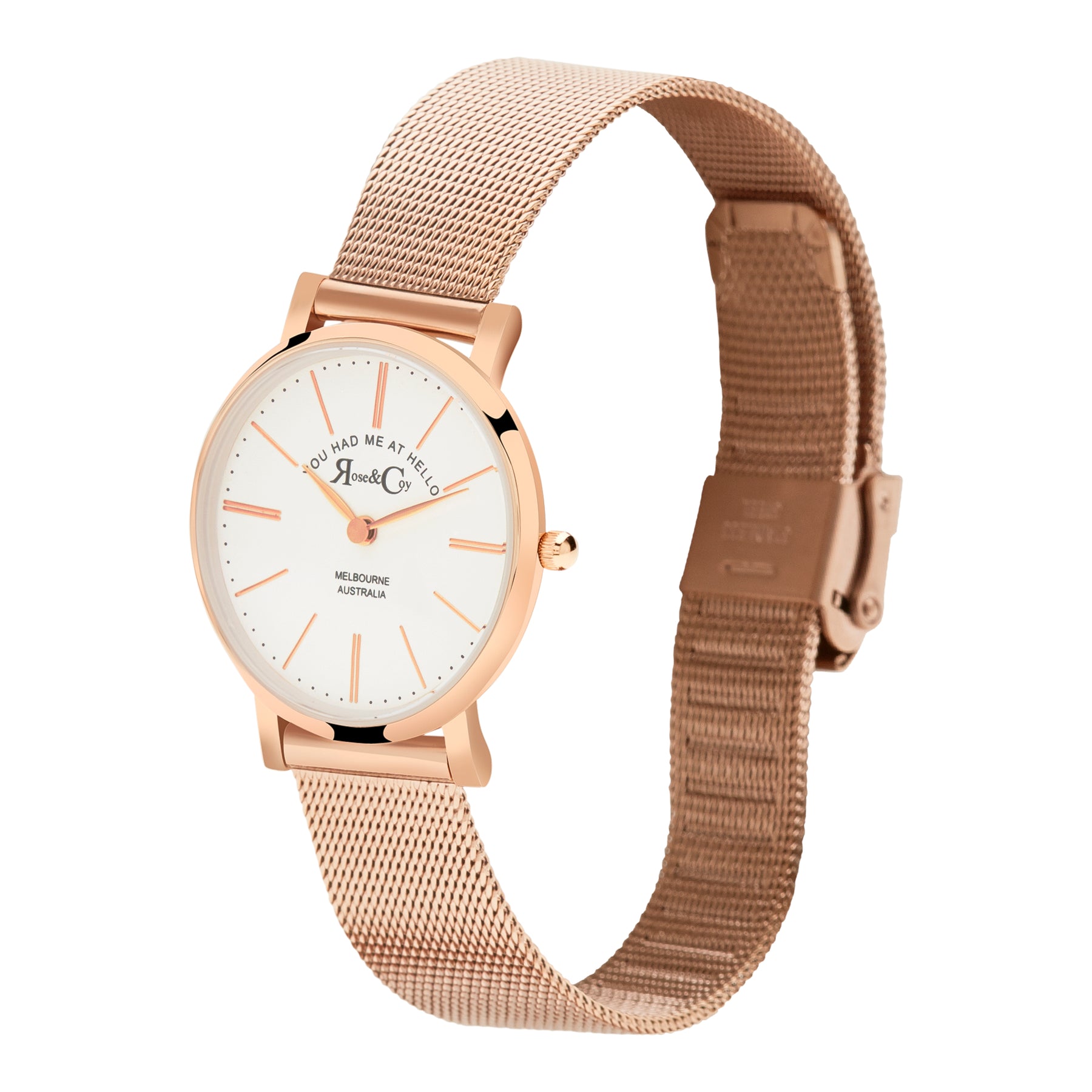 You had me at hello 30mm Rose Gold | Mesh Strap Watch