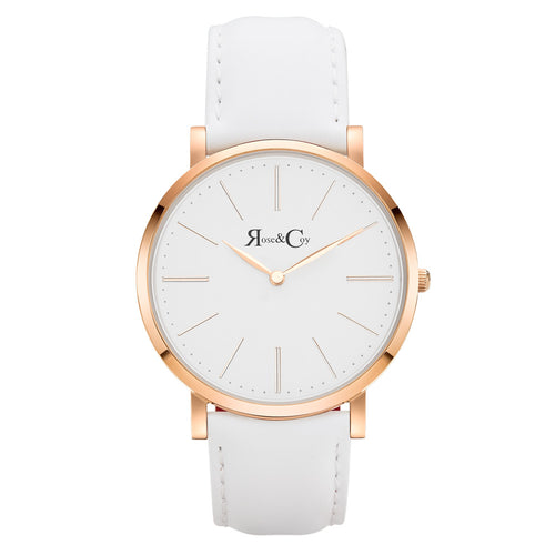 Pinnacle Ultra Slim 40mm Rose Gold | White Leather Watch