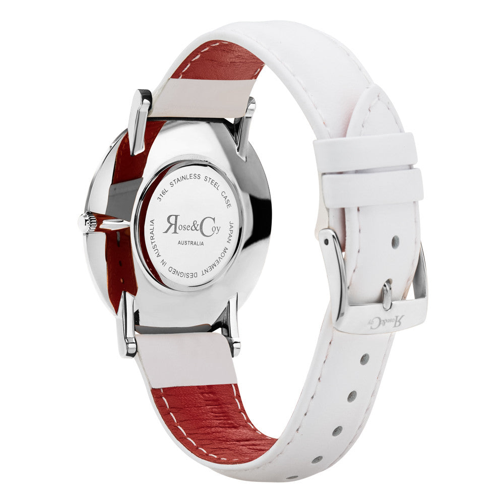 Pinnacle Ultra Slim 40mm Silver | White Leather Watch