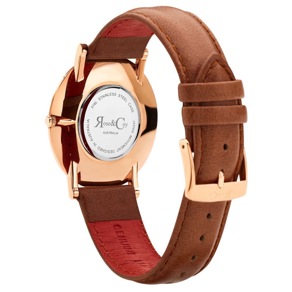 Pinnacle Ultra Slim 40mm Rose Gold | Brown Leather Watch