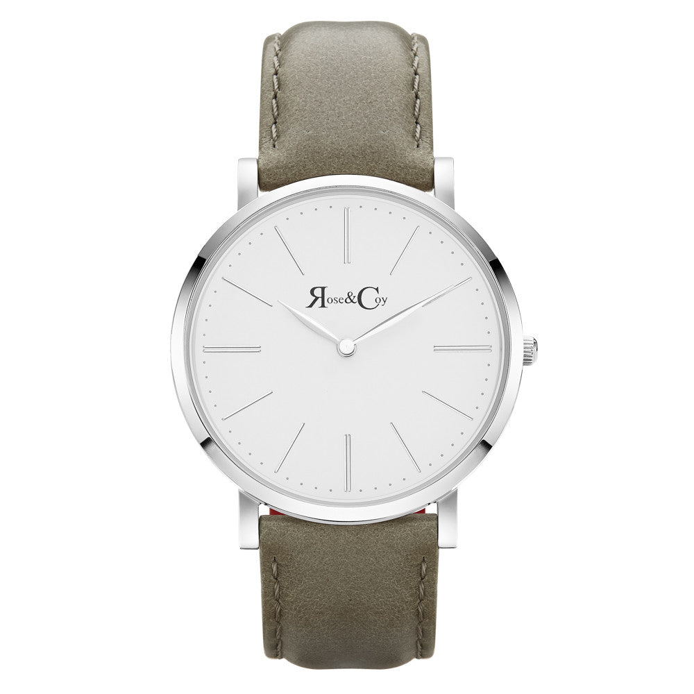 Pinnacle Ultra Slim 40mm Silver | Sage Leather Watch