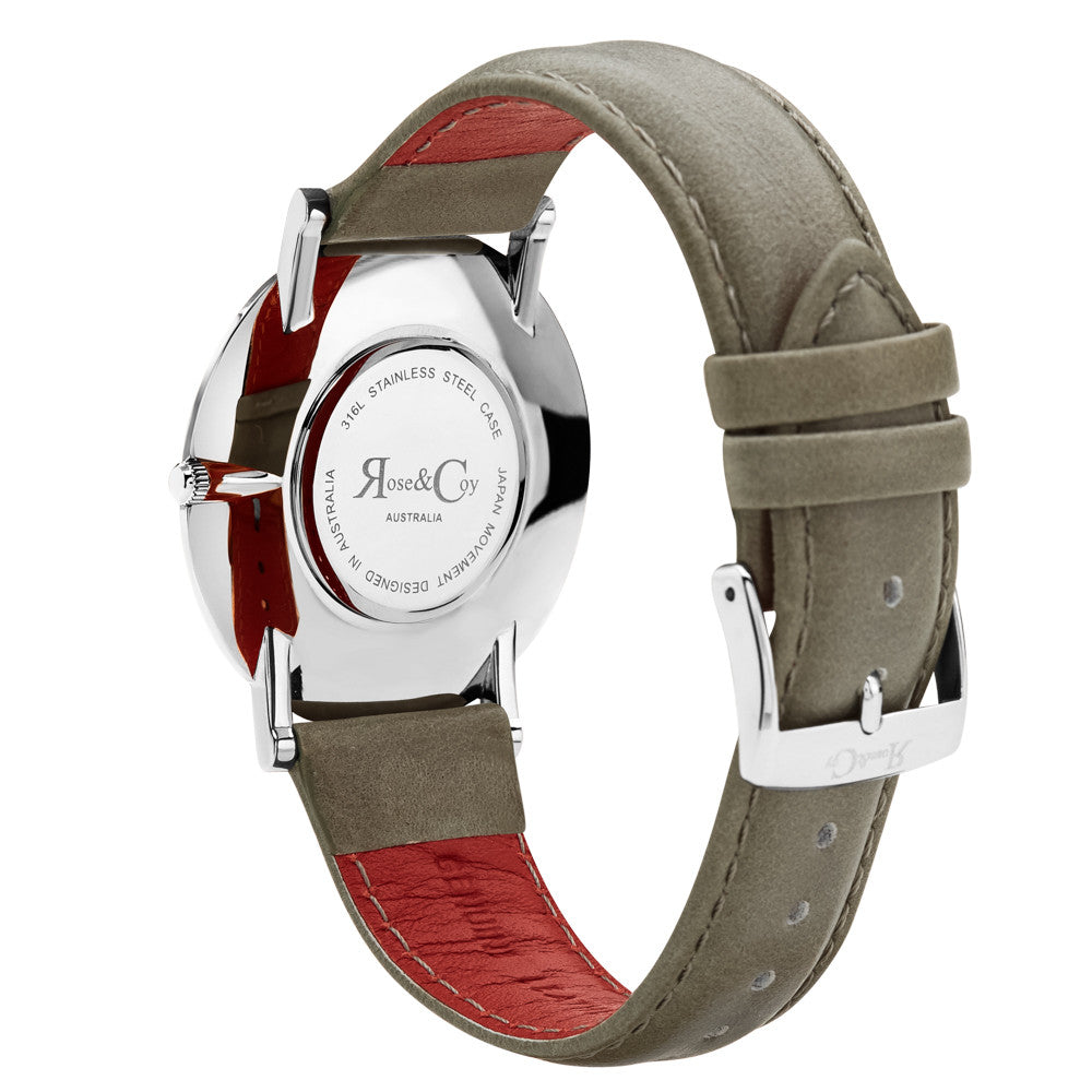 Pinnacle Ultra Slim 40mm Silver | Sage Leather Watch