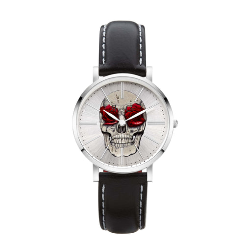 Art Series Skull & Rose Ultra Slim 34mm Silver | Black Watch