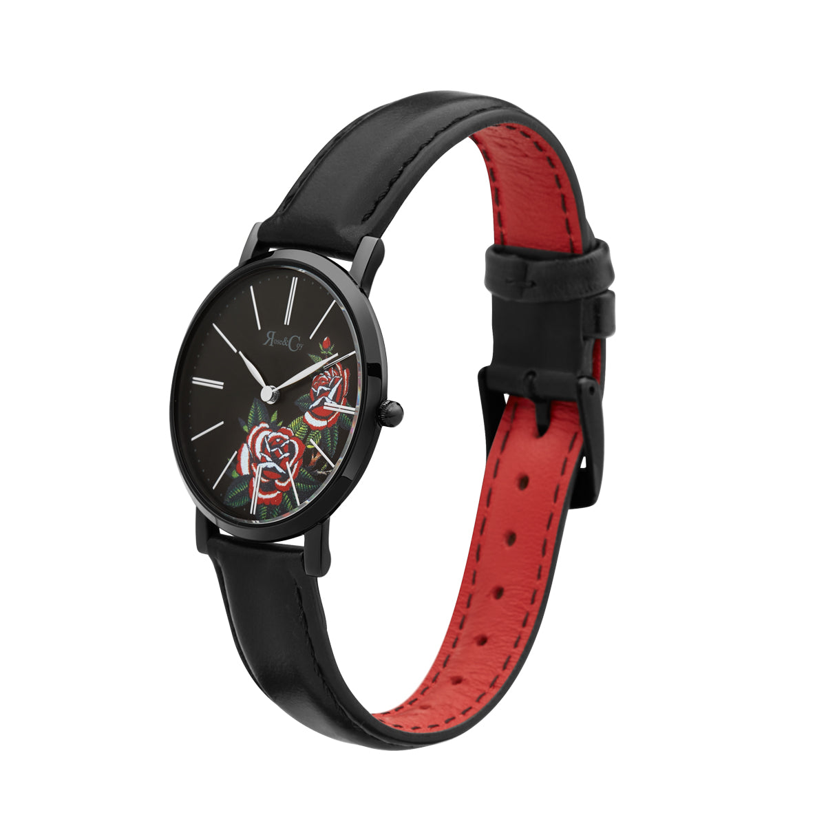 Midnight Red Rose Ultra Slim 34mm Black Watch